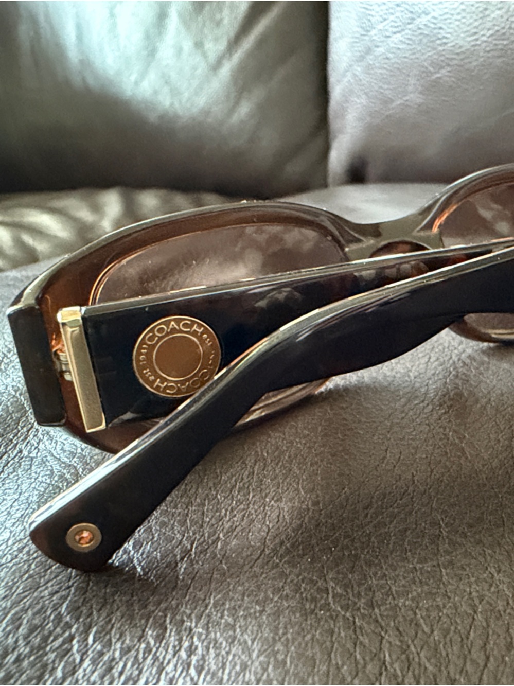 Coach Sadie S607 Brown Rectangle Sunglasses w/Case animal print inside - Picture 2 of 5
